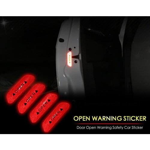 4pcs/set Reflective Open Sign Stripes Sticker Door Open Warning Mark Safety Tape Universal Exterior Accessories Car Door Sticker