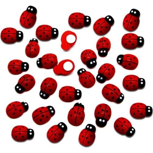 50Pcs Red Ladybug Wood Sewing Buttons For Clothes Craft Flatback Cabochon Scrapbooking Decoration Handicraft DIY Accessories
