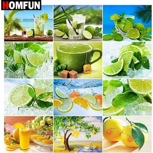 HOMFUN Full Square/Round Drill 5D DIY Diamond Painting "Fruit lemon landscape" Embroidery Cross Stitch 5D Home Decor Gift