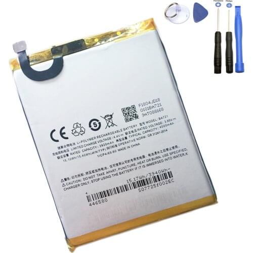 3920mAh Phone Battery ForMeizu meilan note 6 BA721 battery M6 Note cell phone battery M721Q battery BA721 battery + repair tools