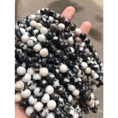 Natural Black White Zebra Stone Beads for Jewelry Making DIY Bracelet Necklace 4 6 8 10 12mm 15" Loose Strand Spacer Beads