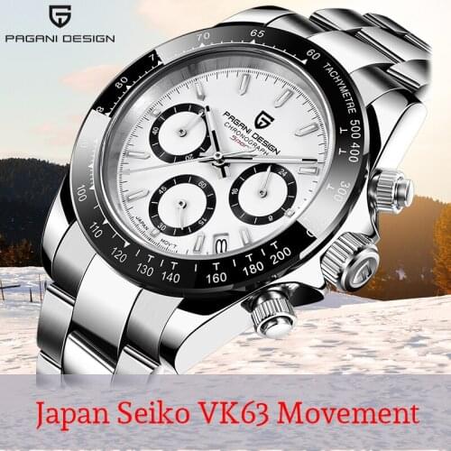 PAGANI Design new quartz mens watches top brand fashion chronograph stainless steel watch for men military waterproof clock VK63