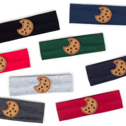 Childrens Headband Solid Color Headwear Cotton Stretch Cookie Printing Soft Girls Kids Casual Headwrap Boys Fashion Turban