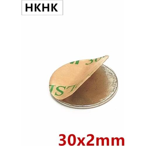 10/20/50pcs N52 Disc Thin magnet 30x2 mm Belt with 3M self - adhesive NdFeB magnet 30mm neodymium magnet Magnetic standard