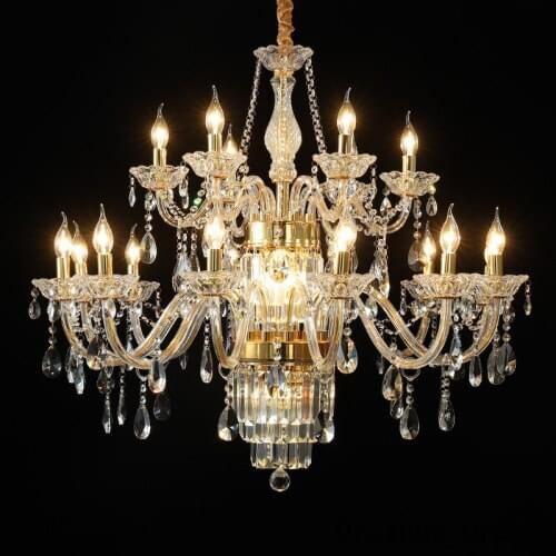 European luxury candle crystal chandelier living room dining room bedroom French retro Golden Creative Glass Chandelier