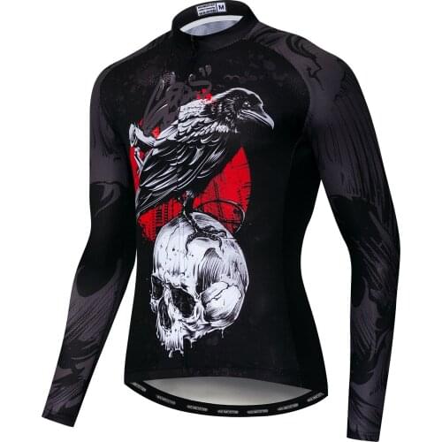 Weimostar Bike Team Sport Cycling Jersey Men Long sleeve Polyester Race Bicycle Shirt mtb Bike Jersey Tops Maillot Black