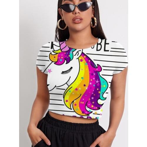 3d Tshirt Unicorn T-shirt Women Rainbow Tshirts Casual Animal Funny T shirts Harajuku Shirt Print Womens Clothing Punk Rock