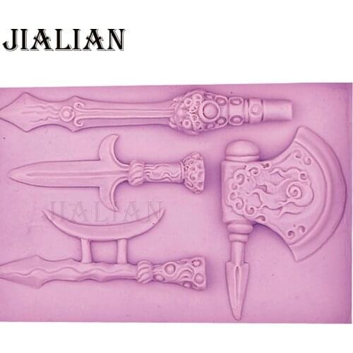 HOT Selling sword axe cake mold silicone baking tools kitchen accessories decorations for cakes Fondant mould T0524