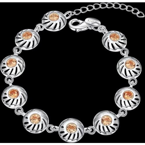 Garilina Inlaid Orange Cubic Zirconia Silver Color bracelet For Women Fashion Jewelry Wholesaler AB2046