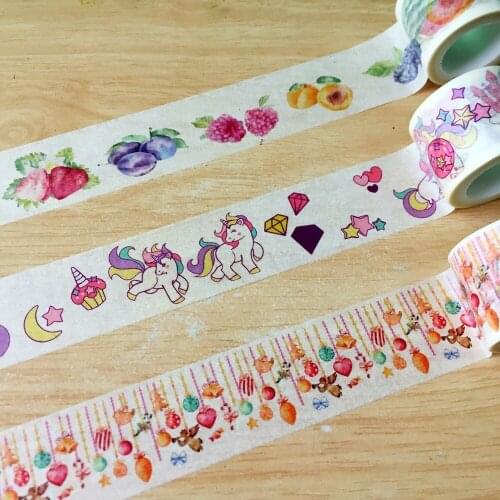 Beautiful 30mm*5m high quality washi tape/Color fruit and Cute unicorn and Lovely shade masking japan washi tape