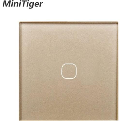 MiniTiger EU/UK Standard,1 Gang 1 Way Wall Touch Switch, White Crystal Glass Switch Panel, 220-250V, Only Touch Function