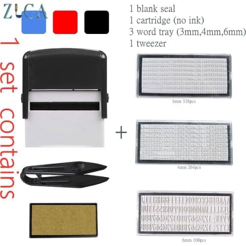 4PCS Rubber Word Tray + 1PC Stamp Tweezers Set DIY Number Letter Self-Inking Custom Personalised Name Number Stamps and Dies