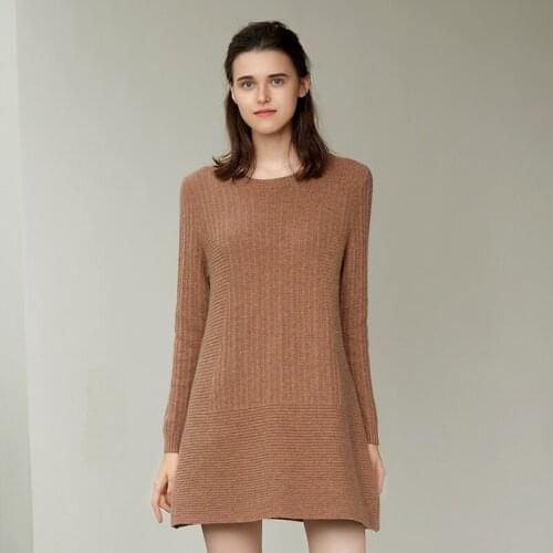 2018 New Round Neck Long Relaxed Cashmere Sweater