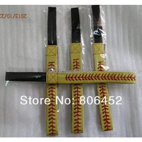 2016 new arrival wholesale free shipping 100pcs Leather Softball Seam Headband (Yellow with Red Seam)