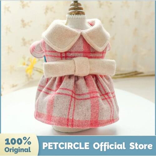 PETCIRCLE Dog Puppy Clothes Pink Doll Collar Woolen Dress Pet Cat Fit Small Dog All season Pet Cute Costume Dog Cloth Dog Skirt