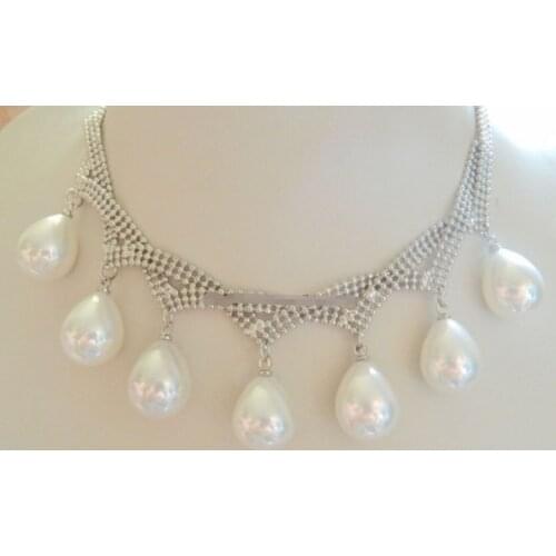 Rare New 12x16mm White Sea Shell Pearl Seven Star Necklace 17