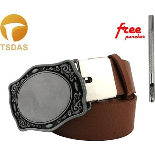 Blank DIY Belt Buckle With Pewter Finish Removable Belt Buckles Suitable for 4cm Width Belt NEW YEAR GIFT OF 2016