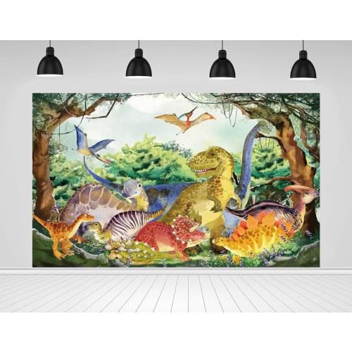 Scopiso Tropical Forest Jurassic Dinosaur Birthday Party Family Shoot Customzied Poster Background Photographic Backdrops Props