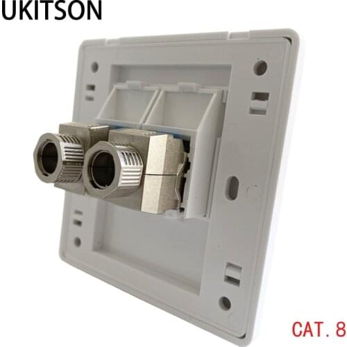2 Ports CAT8 RJ45 Wall Panel 40Gbps Super Speed CAT.8 LAN Network Faceplate For Computer Network