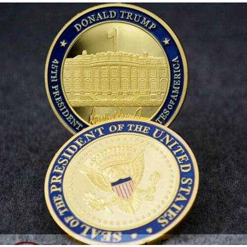 USA Donald Trump the 45th President Signature & White House Gold plating Challenge Coin