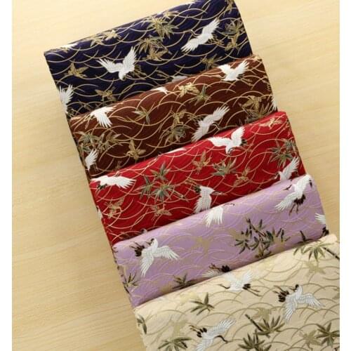 HOT Sewing Purple White Black 100% Cotton Japanese Crane Print Fabric Cloth Patchwork