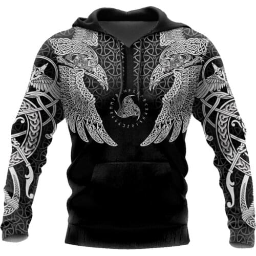 Viking Muninn Tattoo Raven 3D Printed Hoodies Harajuku Fashion Hoodie Autumn Unisex Hoodie Sudadera Hombre ks924