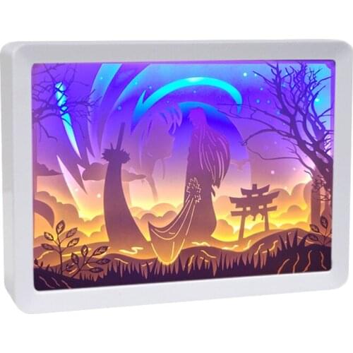 Japanese Anime aesthetic Paper-cut Atmosphere Lamp room decor home decoration accessories Novelty USB Power LED Light Box
