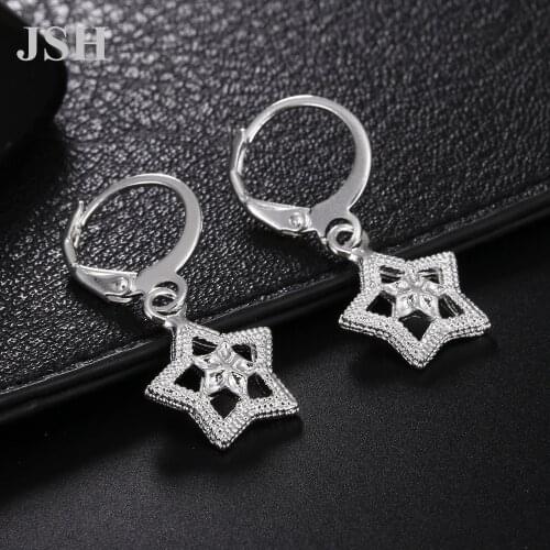 Wholesale , For Lady women silver color earrings star charms wedding hook CUTE Bohemia fashion classic jewelry LE044