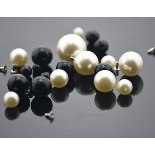 100pcs 8mm White Black Pearl Rivets Round Head Acrylic Rivet Spikes for Wedding Dresses Pants Hat Bag Shoes Crafts Decoration