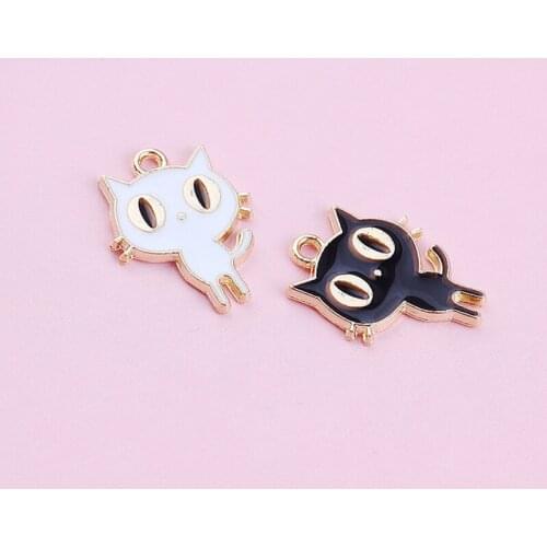 20pcs/Lot Cat 14*19mm Diy Design for Jewelry Making Earring Bracelet or Necklace Handmade Enamel Charms
