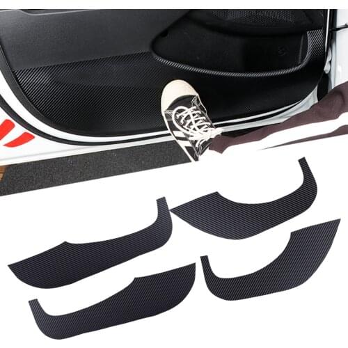 4pcs/Set Car Carbon Fiber Texture Car Film Interior Car Door Anti-Kick Pad Cover Trim Fit for Kia Seltos 2020 2021
