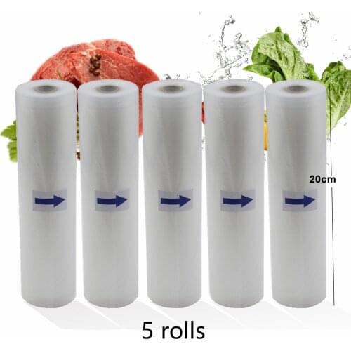 5 Rolls/Lot Vacuum bag Storage Bags for Sealer Vacuum Packer Packing 20cm*500cm