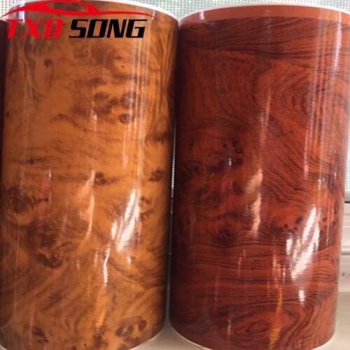 50cm*300cm Glossy Wood Grain Car Sticker Waterproof Vinyl Film DIY Automobiles Interior Decoration Furniture Decal