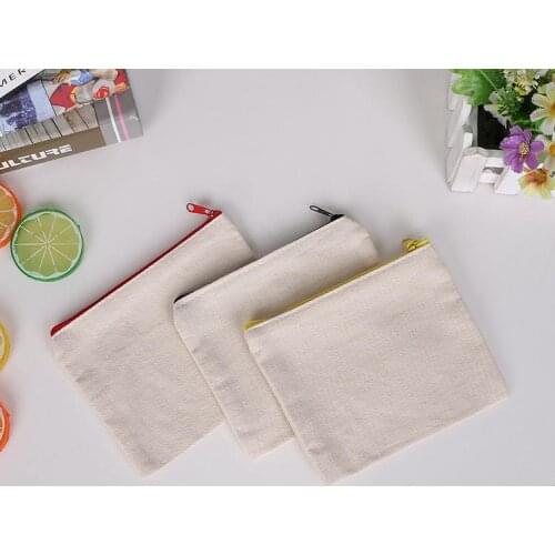 500pcs Blank canvas zipper Pencil cases pen pouches cotton cosmetic Bags makeup bags Mobile phone clutch bag organizer SN384