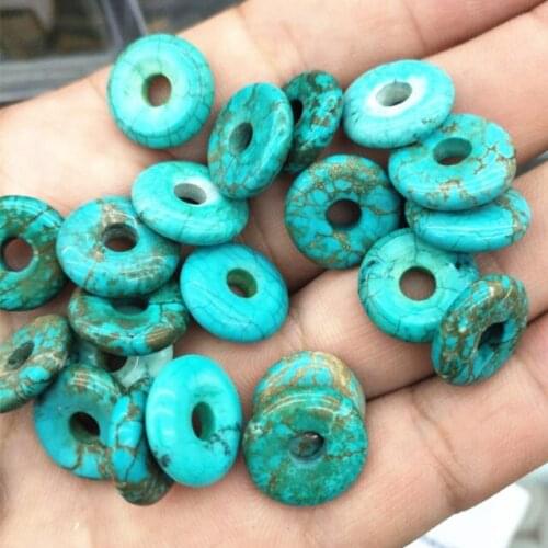 6 PCS blue turquoise round shape donut shape size 14x4mm inner hole 4mm best selling our beads accessories top selling items