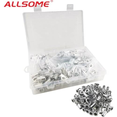 ALLSOME 300Pcs Aluminum Alloy Rivet Nut Flat Head Threaded Rivet Insert Nut Insert Reveting Nut M3 M4 M5 M6 M8 M10 M12 HT2773