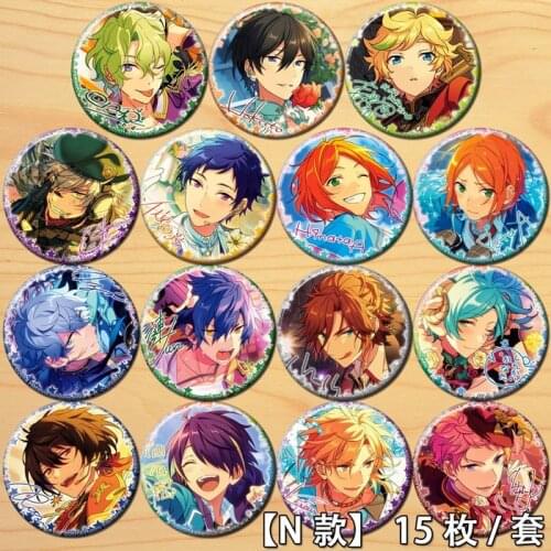 Anime Ensemble Stars Hakaze Kaoru Shinobu Sengoku Figure 8543 Badge Round Brooch Pin Gifts Kids Collection Toy