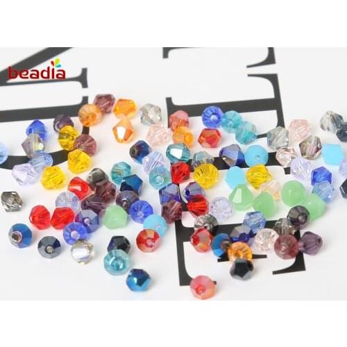 4mm 110pcs Colorful Plating Crystal Pointed Beads Glass Beads DIY Jewelry Making Crafts Sewing Clothing Accessories Decoration