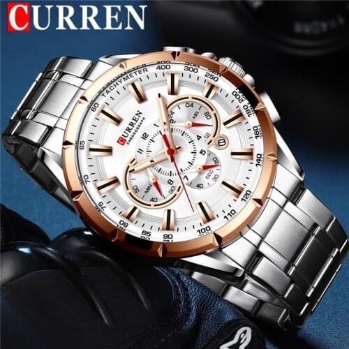 CURREN Man WristWatch Waterproof Chronograph Men Watch Military Top Brand Luxury Business Stainless Steel Sport Male Clock 8363