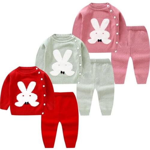 Children Baby Suit Clothes Kids Girls Sweater Sets Autumn/winter Children Two-piece Sets Sweater Infant Cotton Knit Sweater