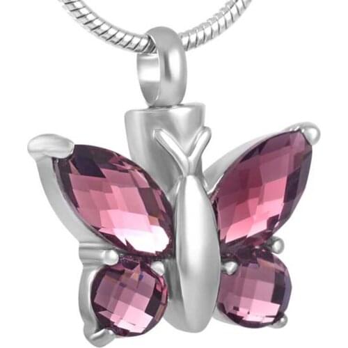 Elegant Butterfly Keepsake Necklace Crystal & Stainless Steel Cremation Urn Neckalce Wholesale Factory Directly Urn Pendant