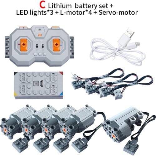 Electric motor ,LED lights and PF model sets used as multi power tool modified for blocks car ,train and technology building