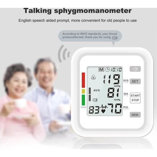 Electronic Blood Pressure Monitor Upper Arm Style Automatic with Large LCD Display Blood Pressure Meter Measurement Tool
