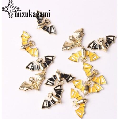 Zinc Alloy Enamel Charms Cute Halloween Bat Charms 28mm 6pcs/lot For DIY Jewelry Making Finding Accessories