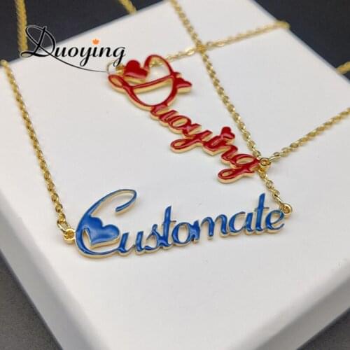 Duoying Enamel Choker Custom Handwriting Name Necklaces Custom Necklace DIY Name Necklace Custom Jewelry Mothers Day Gift Gift
