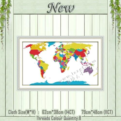 Map of the world paintings diy counted print on the canvas DMC 11CT 14CT kits NKF chinese Cross Stitch embroider needlework Sets