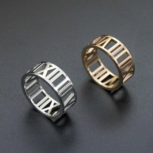 2018 Roman numerals Chakra Healing Hollow stainless steel Ring for Women Ring Boho Jewelry Anel Feminino