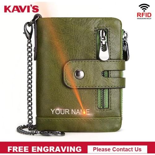 KAVIS Free Engraving Genuine Cow Leather Wallet Men Coin Purse Male Cuzdan PORTFOLIO MAN Portomonee Small Mini Walet Pocket