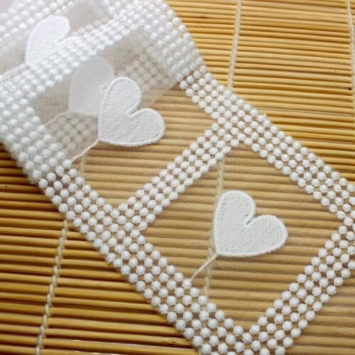 Cusack 3 meter 8 cm Lace Trim White Mesh Embroidered Tape HEART for Dress Costumes Trimmings Lace Fabric Sewing Accessories