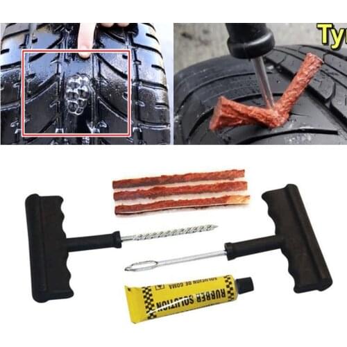 Car Bike Truck Motorcycle Tire Repair Kit Studding Tool Set Tubeless Tyre Puncture Plug Patch Strip Glue Garage Tool Accessories
